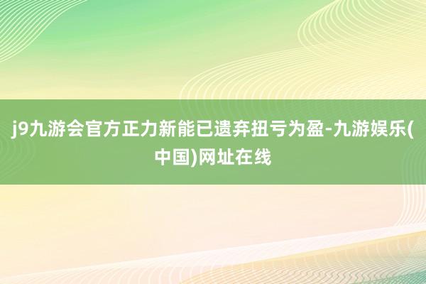 j9九游会官方正力新能已遗弃扭亏为盈-九游娱乐(中国)网址在线