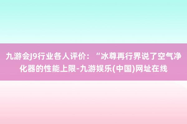 九游会J9行业各人评价:“冰尊再行界说了空气净化器的性能上限-九游娱乐(中国)网址在线
